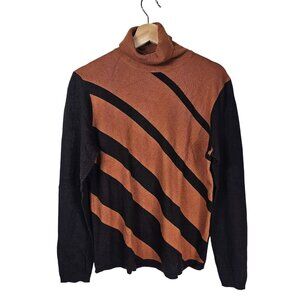 Randolph Duke Turtleneck Sweater M Silk/Cashmere Blend Brown & Black Artsy